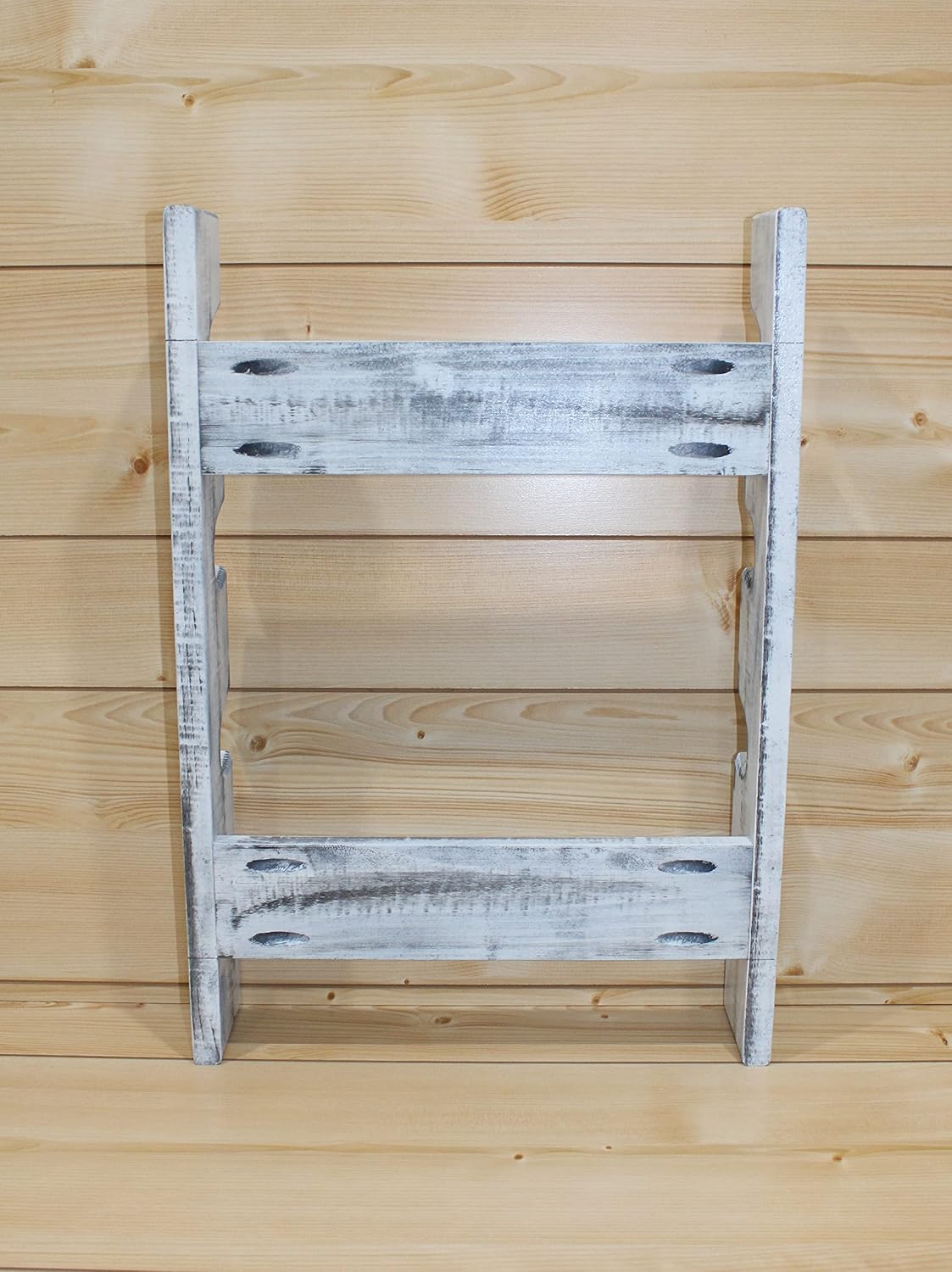 Wooden Rolling Pin Display Rack – Holds 4 Rolling Pins – Wall Mounted Storage for Bakers & Collectors – Antique White Color – Shabby Chic White & Black