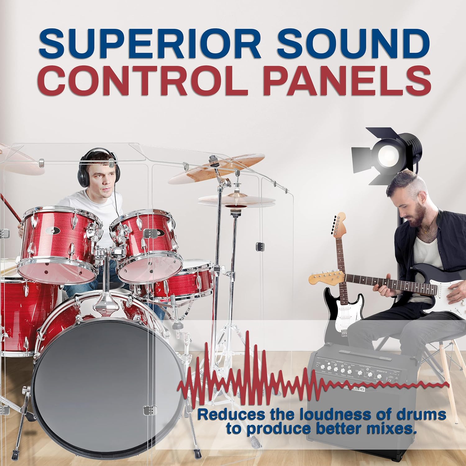PENNZONI Drum Shield 4ft w/Deflectors & Chrome Hinges, Comes w/ 5 Drum Panels, 5 Deflectors, Chrome Hinges & Deflector Connectors, Premium Clear Acrylic Panels