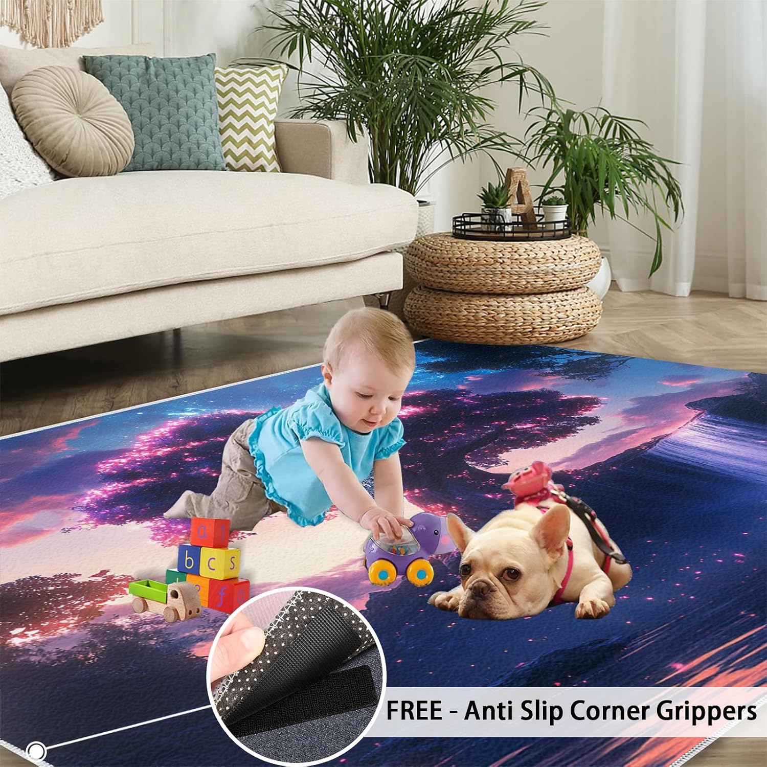 Tree of Life Rug 6x8-6x8 Rug, Fantasy Galaxy Area Rugs for Bedroom, Natural Waterfall Rugs for Living Room, Nature Scenery Washable Mat, Landscape Carpet, Fantasy Tree Home Decor & Gifts