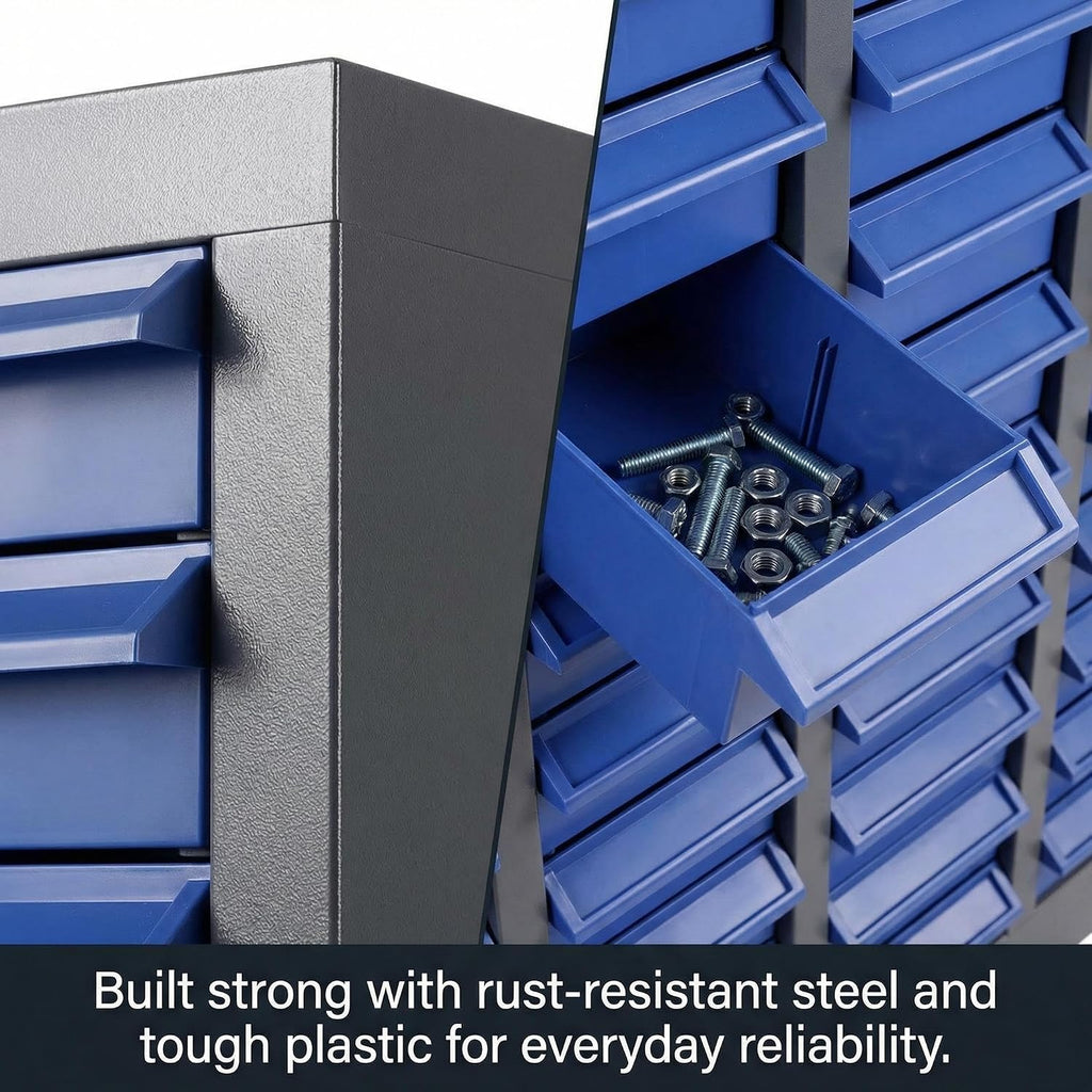 100 Drawers Parts Cabinet, Commercial Grade Steel Nut and Bolt Organizer with ABS Drawers, Heavy Duty Bolt Bin Storage, Alloy Steel Parts Bins for Hardware, Screws & Parts in Garage & Workshop