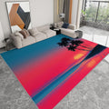 Area Rug 5 x 7 ft for Living Room, Nature Photography Washable Non-Slip Rug - Beach Sunset Palm Trees Low-Pile Print Carpet for Bedroom Dinning Room Entrance Farmhouse Indoor Home Decor