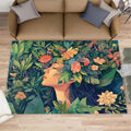 6x8 Florals Garland Woman Area Rug - Flowers Large Rugs for Living Room, Natural Plants Carpet Area Rug for Girls Bedroom Kids Room Basement Office Classroom