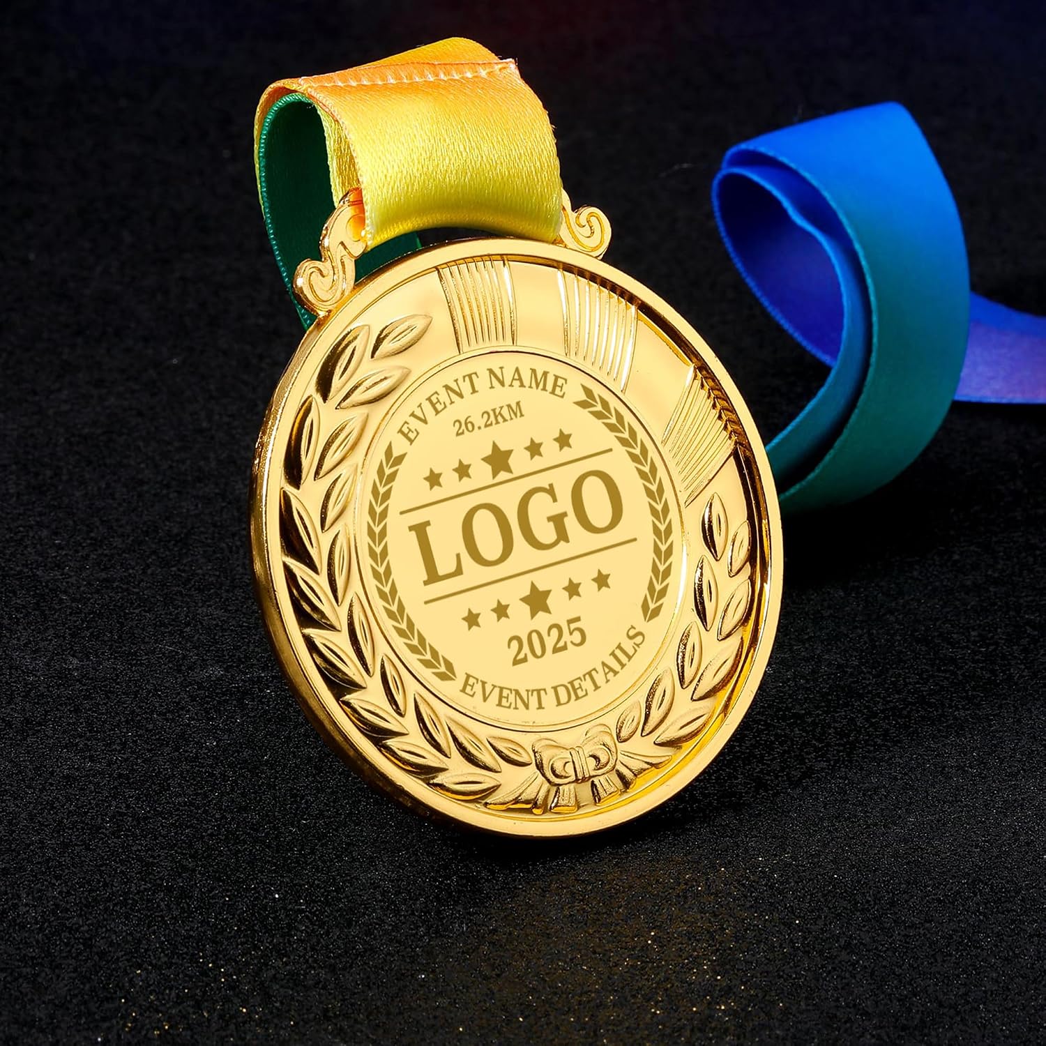 Aizza Beata 10PCS - Custom Gold Medals for Awards - Personalized Metal Award Medals with Neck Ribbon, 1st 2nd 3rd Place Medals for Adults, Kids, Students, Perfect for Competitions, Gifts, Party Favor