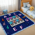 Music Pixel Kids Rugs 5x7 for Playroom Classroom Nursery Preschool, Piano Keys Violin Guitar Area Rug for Girls Boys Bedroom Room Decor, ABC Educational Fun Playing Carpet Non-Slip