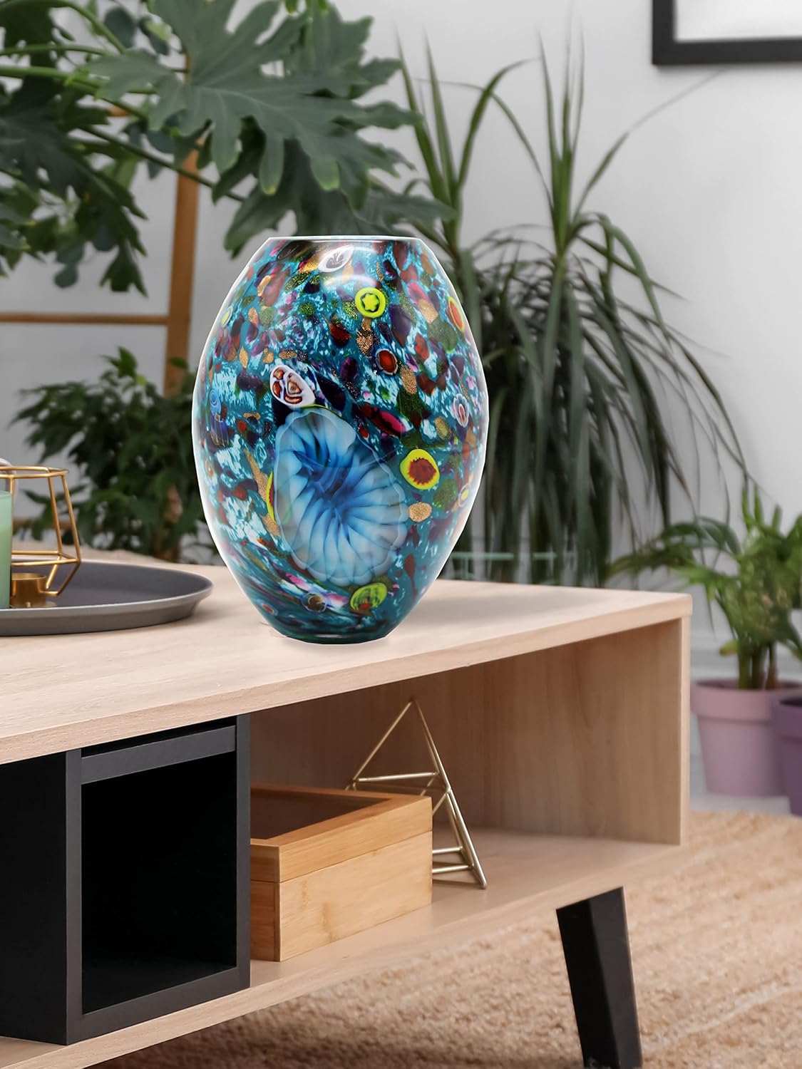 Dale Tiffany AV20349 Estrada Hand Blown Art Glass Vase, Multicolor