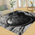 Black Guitar Rug for Bedroom 6x8 Rug Vintage Guitar Rugs, Music Instrument Home Decor, Non Slip Washable Large Rugs, Rock Music Carpet for Boys and Girls Teen Playroom