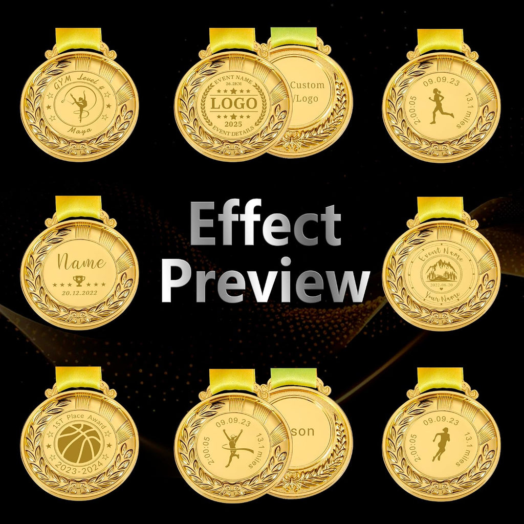 Aizza Beata 10 PCS - Personalized Medals Bulk - Design Your Own Award Medals for Competition, Sports, Party Favors,1st 2nd 3rd Place Medals, Blank Medals, Custom Medals for Awards Bulk