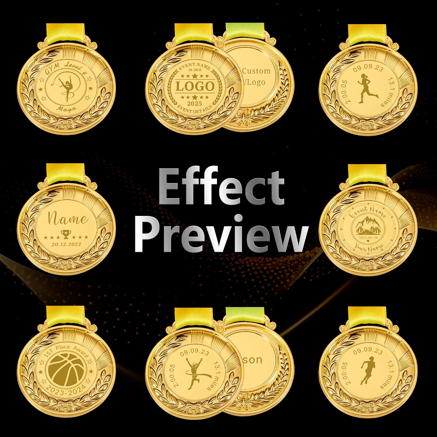 Aizza Beata 10 PCS - Personalized Medals Bulk - Design Your Own Award Medals for Competition, Sports, Party Favors,1st 2nd 3rd Place Medals, Blank Medals, Custom Medals for Awards Bulk
