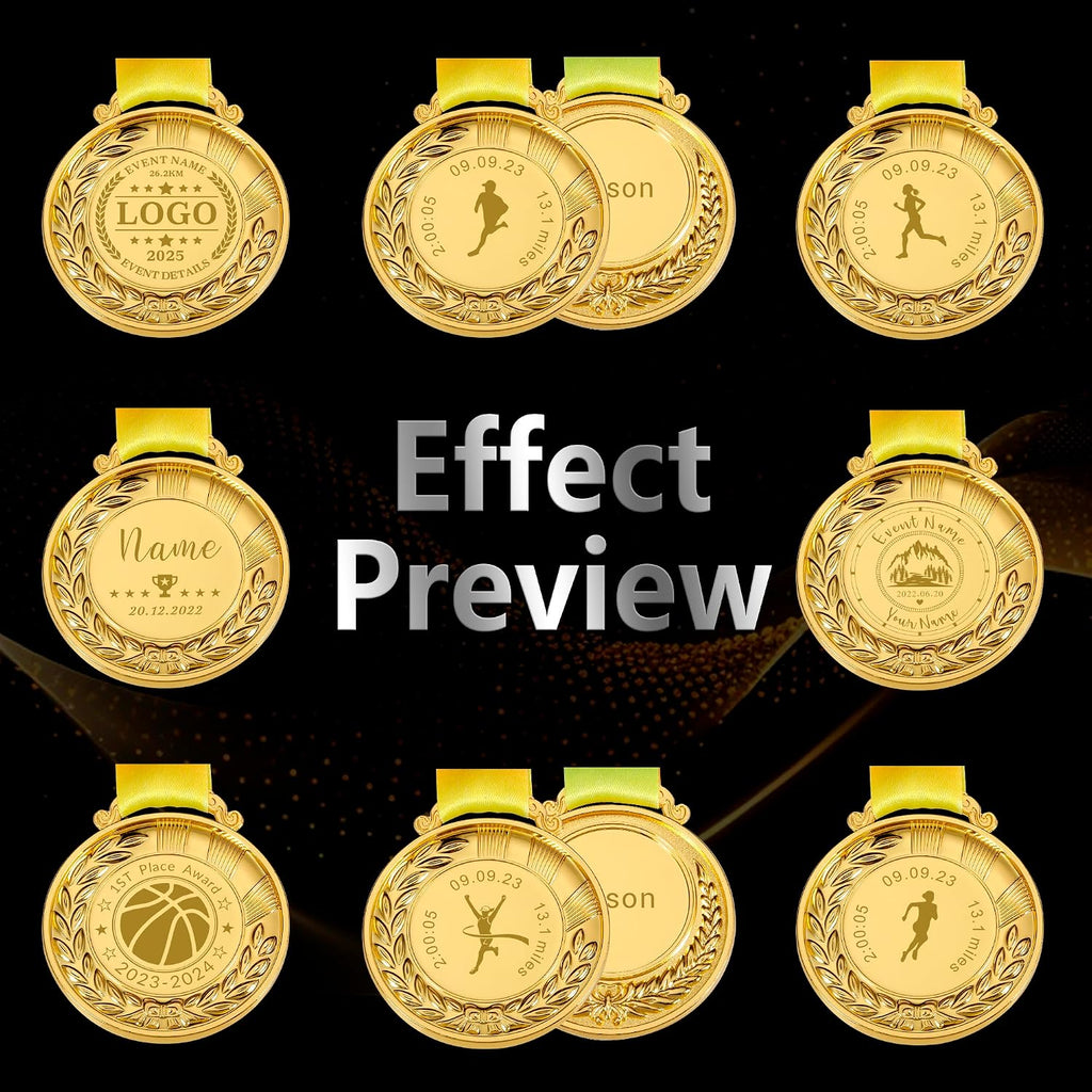 Aizza Beata 10PCS - Custom Gold Medals for Awards - Personalized Metal Award Medals with Neck Ribbon, 1st 2nd 3rd Place Medals for Adults, Kids, Students, Perfect for Competitions, Gifts, Party Favor