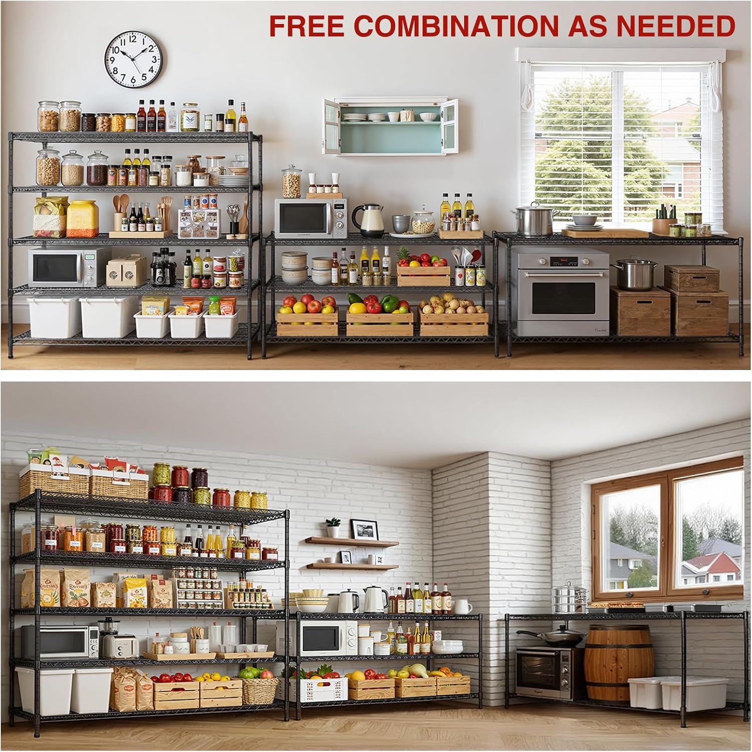 AIRAJ 48' W Storage Shelves Heavy Duty | 3200 LBS Metal Shelving | 5 Tier Wire Shelving | Garage Shelving Units and Storage | Rolling Wire Rack with Wheels | Adjustable Layer Height | 48'W×24'D×72' H