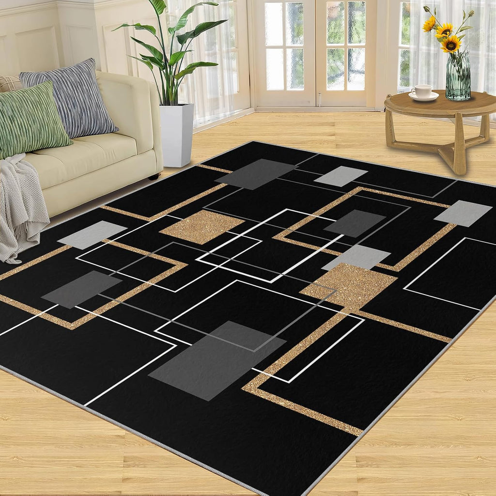 Medieval Geometric Area Rug, Modern Stylish Rugs for Living Room, Indoor Non-Slip Kids Rugs, Machine Washable Breathable Durable Carpet for Front Entrance Floor Decor,6 x 8ft