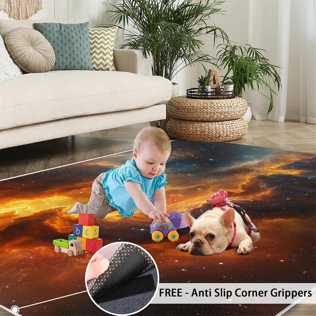 Cosmic Nebula Rug 6x8 - Starry Sky Large Rugs for Living Room, Galaxy Carpet Area Rug for Girls Bedroom Kids Room Basement Office Classroom