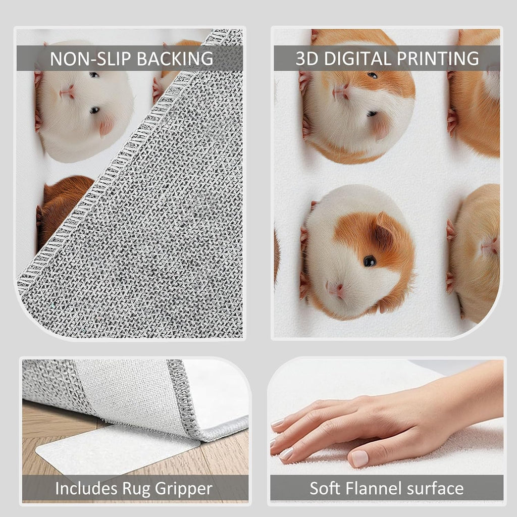 Soft Cartoon Carpet for Bedroom Living Room Non-Slip Rugs 5' x 7', Fluffy Indoor Washable Minimalist Animals Cute Guinea Pig Carpet for Kids Boys Girls Dorm Nursery Room Home Decor