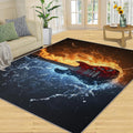Music Rug, Electric Guitar Washable Rug, Boys Rugs for Living Room, Low Pile & Non Slip, Indoor Carpet, 5x7 Area Rugs & Bedroom Decor