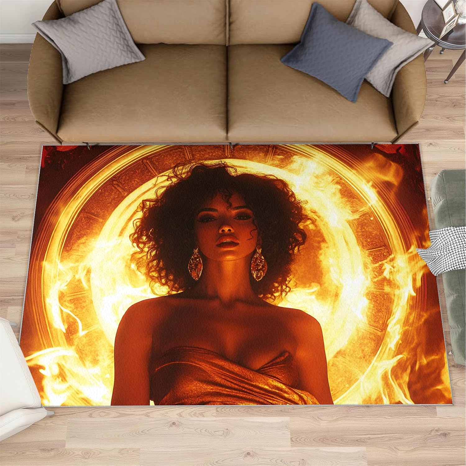 6x8 Female Portrait Area Rug - Fashion Woman Large Rugs for Living Room, Glamorous Woman Carpet Area Rug for Girls Bedroom Kids Room Basement Office Classroom
