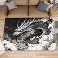 Dragon Rugs for Bedroom, China Dragon Rug 6x8, Fantasy Creature Dining Room Rugs Washable & Non Slip Large Carpet for Home Decor