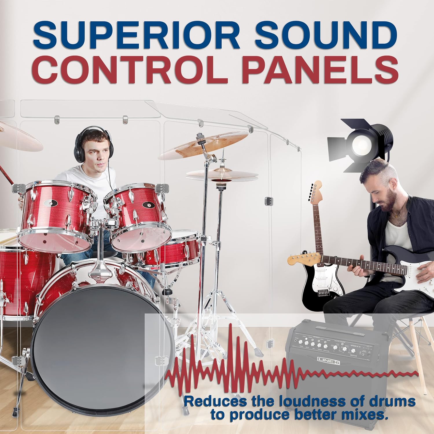 PENNZONI Drum Shield 4ft w/Deflectors & Chrome Hinges, Comes w/ 7 Drum Panels, 7 Deflectors, Chrome Hinges & Deflector Connectors, Premium Clear Acrylic Panels