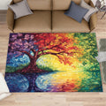 Colorful Tree Area Rug 6x8 - Tree of Life Large Rugs for Living Room, Abstract Oil Painting Carpet Area Rug for Girls Bedroom Kids Room Basement Office Classroom