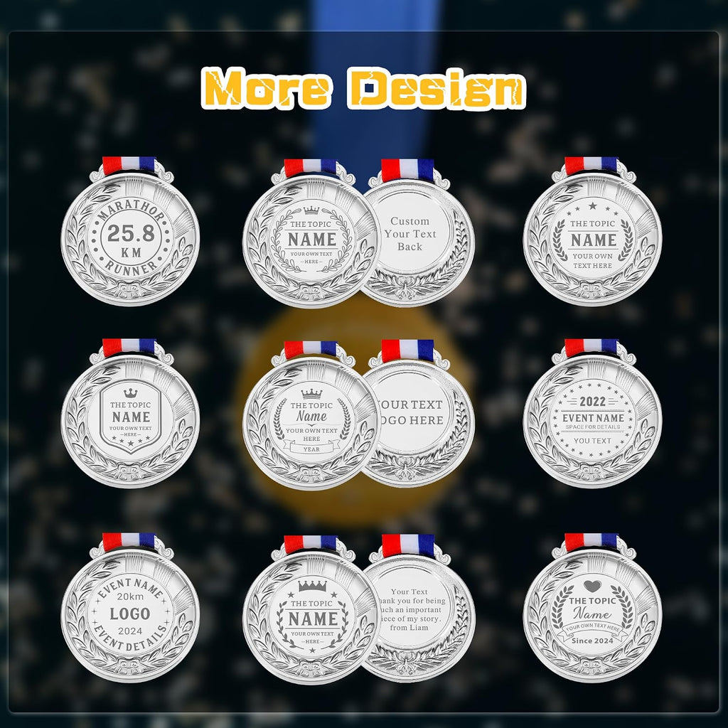 10PCS Custom Medals for Awards, Bulk Personalized Medals Design Your Own Award Medals, Wholesale Customized Family Outdoor Events School Awards for Sports Marathon Competitions Office Medals