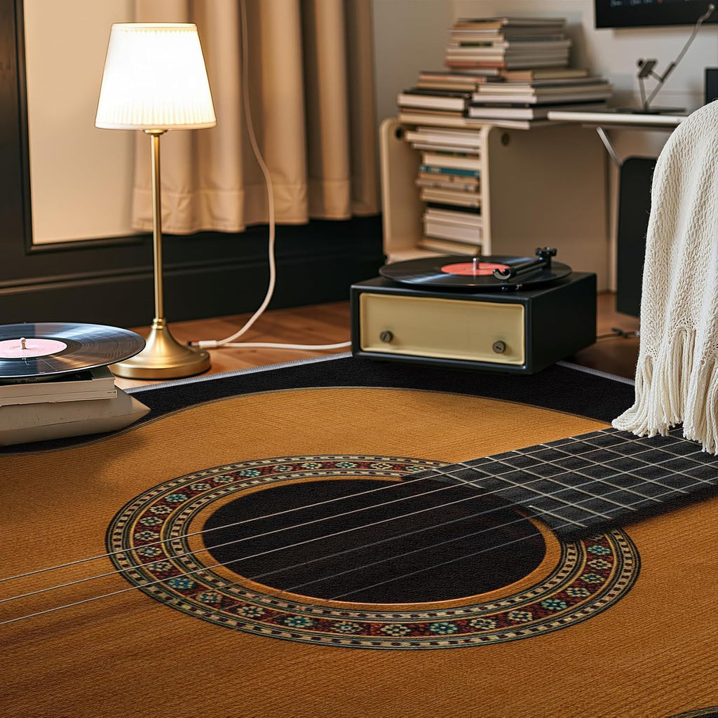 Guitar Rugs 6x8-4x6 Rug, Music Themed Living Room Rugs, Retro Guitar Bedroom Rug, Vintage Musical Carpet, Girls Boys Music Lover Home Decor & Gifts