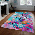 Colorful Graffiti Area Rug 3'3''x5' - Guitar and Drums Cartoon Painting Style Carpet Music Lover Indoor Mat for Bedroom Living Room