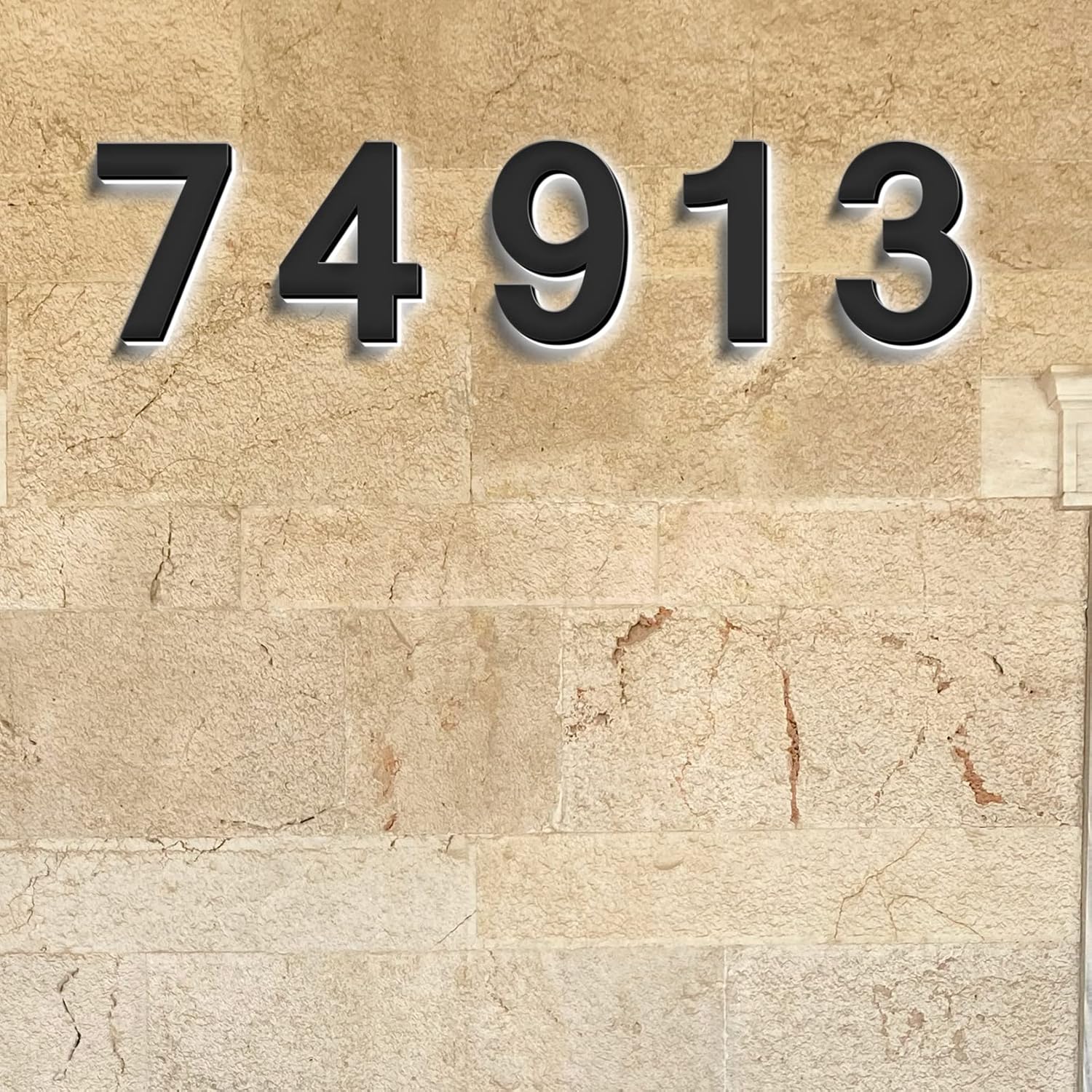 14' House Numbers, Stainless Steel, Backlit LED Illuminated Home Address Number, Up-Scale Modern Black Look, Lighted House Numbers For Outside,B