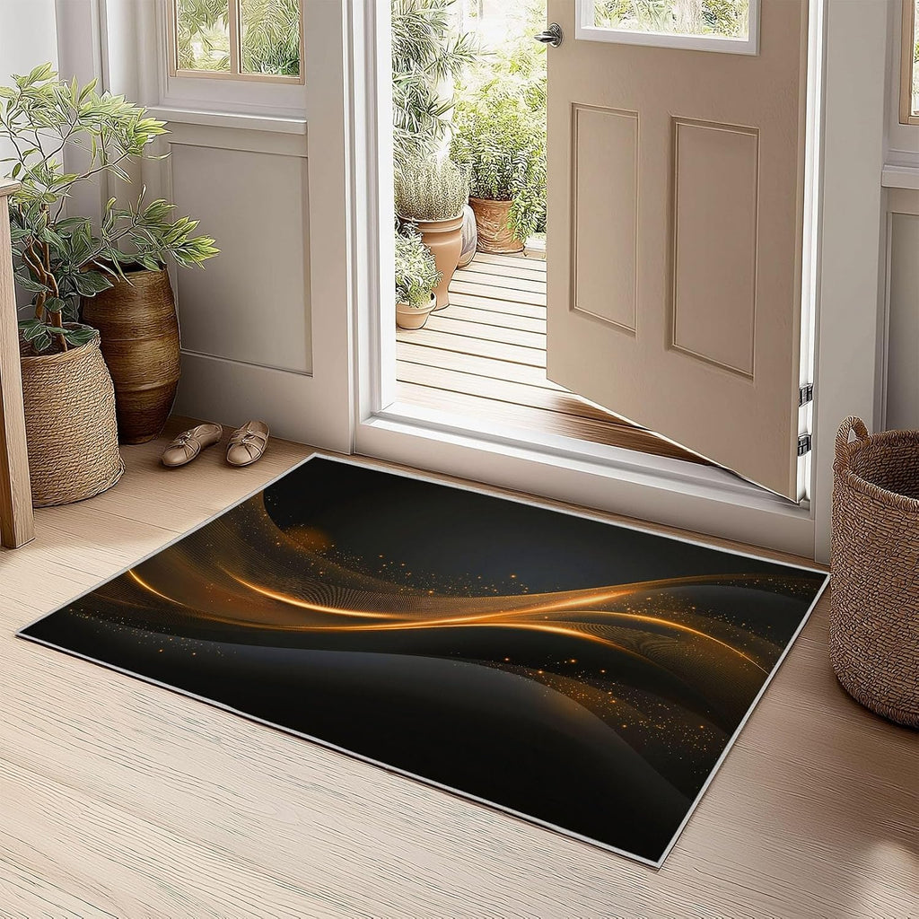 Waves Curves Stripes Area Rug 5 x 7 ft for Living Room, Elegant Luxury Washable Low-Pile Carpet for Bedroom Kitchen Carpet - Indoor Non-Slip Rug for Dining Room Bathroom Door Mat