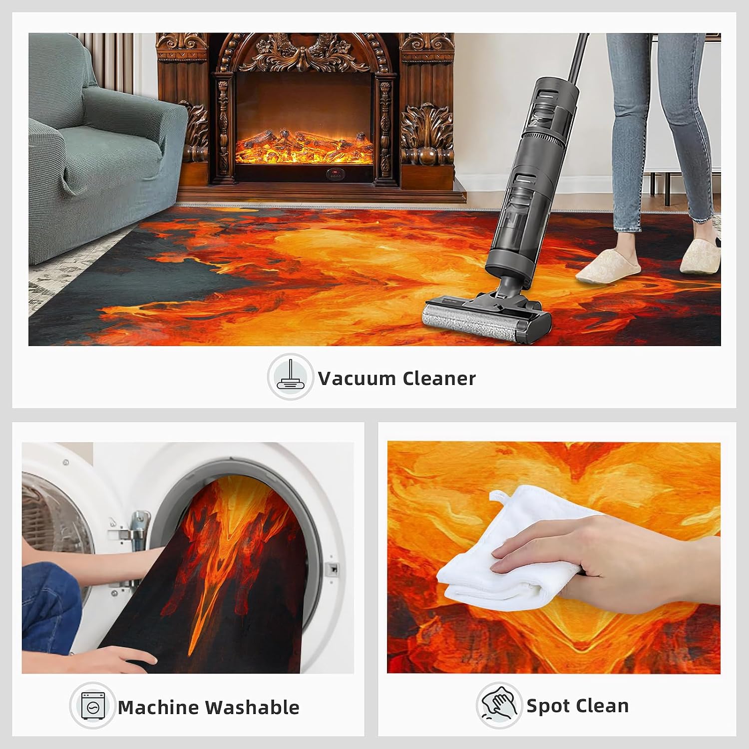 6x8 Flame Heart Classroom Rugs - Burning Heart Playroom Rug, Abstract Art Carpet Area Rug for Girls Bedroom Kids Room Basement Office Classroom