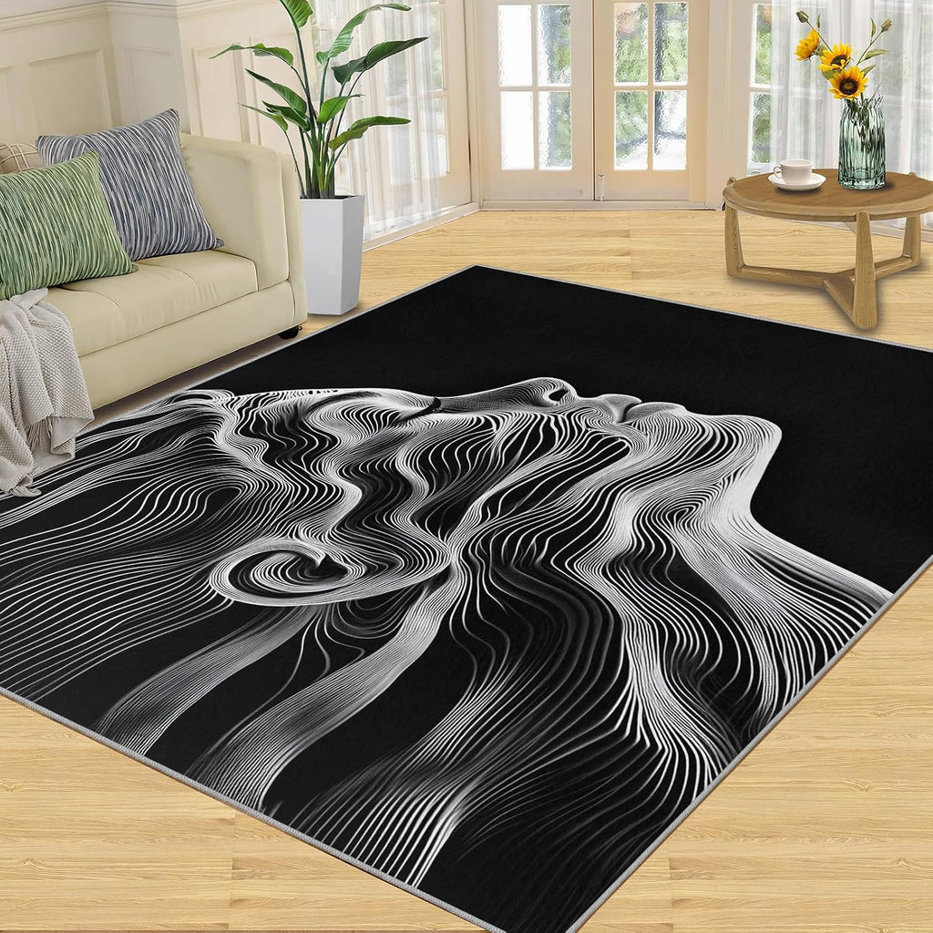 6x8 Abstract Woman Classroom Rugs - Line Art Playroom Rug, Minimalism Carpet Area Rug for Girls Bedroom Kids Room Basement Office Classroom