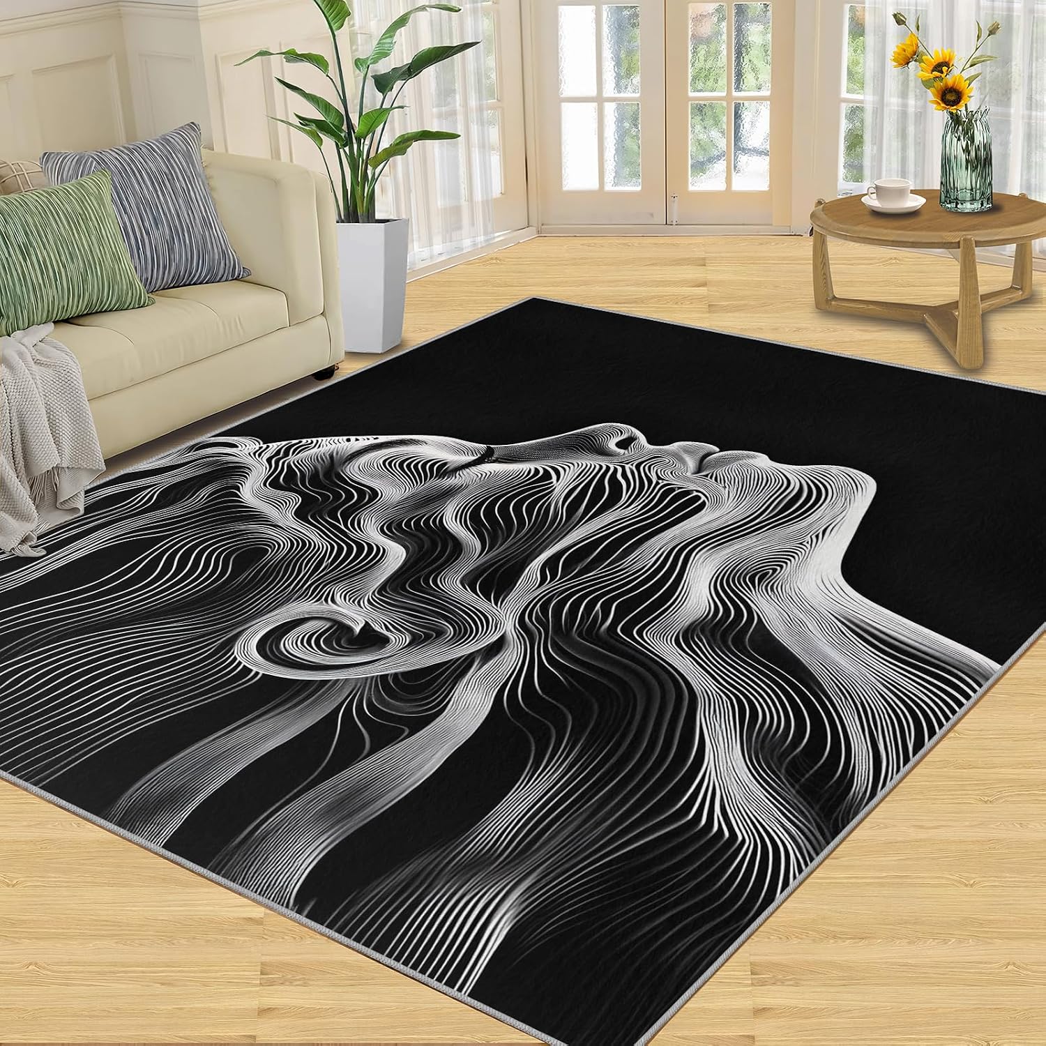 6x8 Abstract Woman Classroom Rugs - Line Art Playroom Rug, Minimalism Carpet Area Rug for Girls Bedroom Kids Room Basement Office Classroom