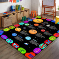Outer Space Kids Play Area Mat, 6x8ft, Solar System Colorful Alphabet Bedroom Carpet, Learn About Planetary Universe Kindergarten Decor Rug, Absorbent Foldable Rugs for Bedside