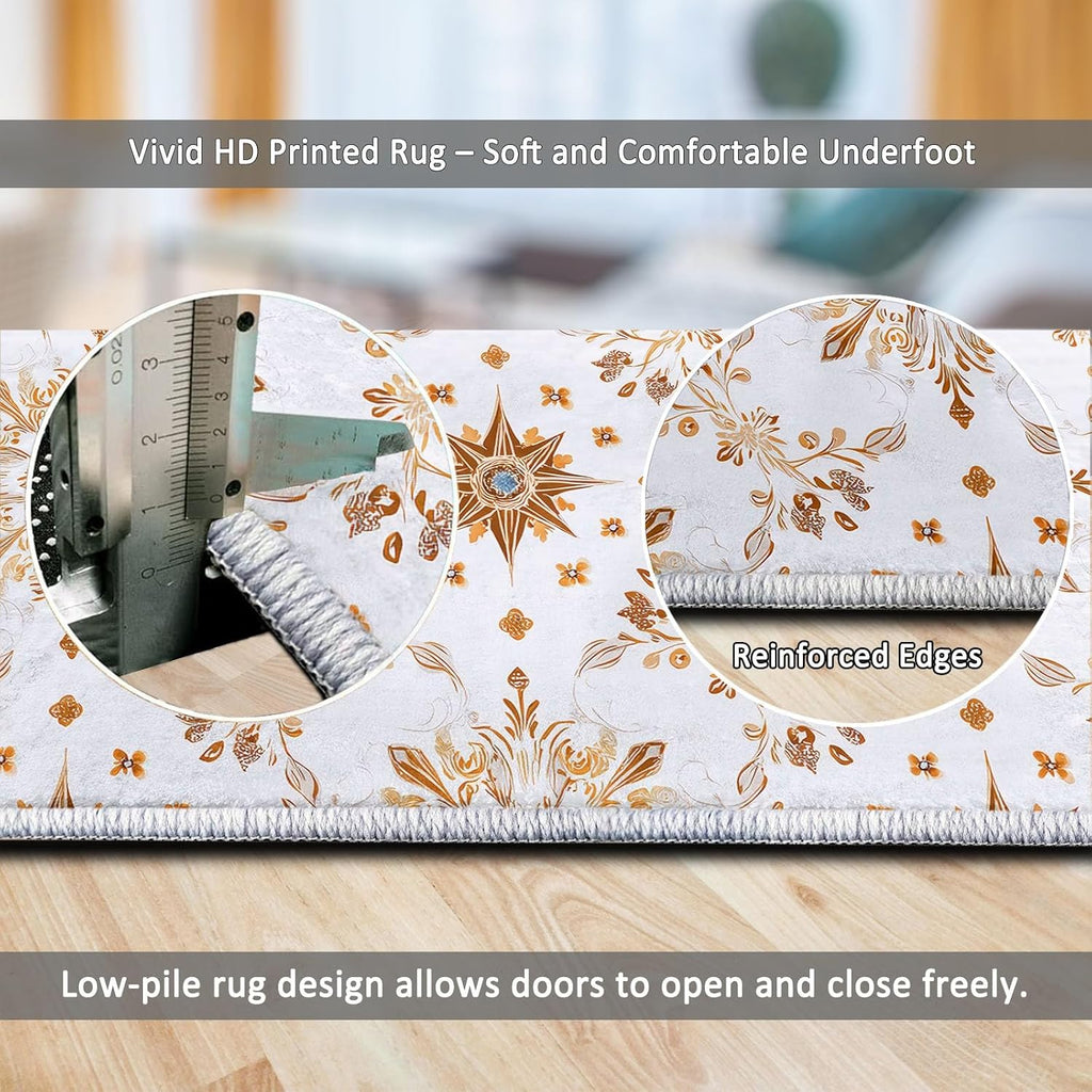 5' x 7' Rugs Living Room Colonial Area Rug Bedroom, Non Slip Durable Large Floor Carpet Geometric Rhombus Stars Indoor Carpet Washable for Dining Room Kitchen Kids Playroom Dorm