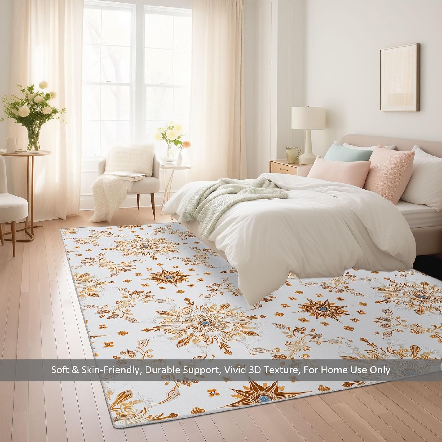 5' x 7' Rugs Living Room Colonial Area Rug Bedroom, Non Slip Durable Large Floor Carpet Geometric Rhombus Stars Indoor Carpet Washable for Dining Room Kitchen Kids Playroom Dorm