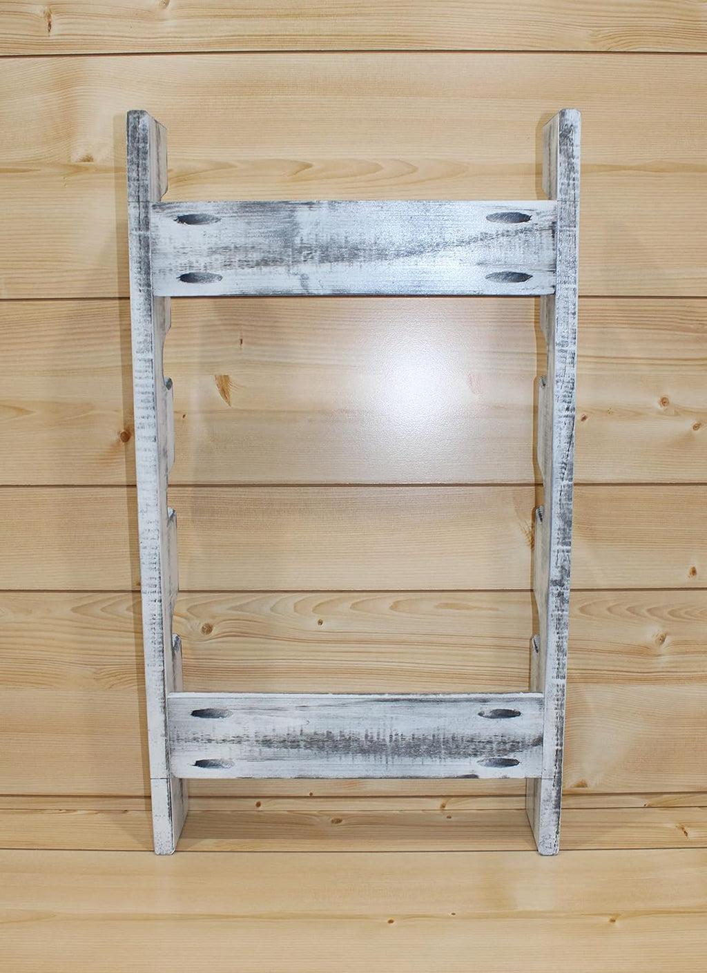 Wooden Rolling Pin Display Rack – Holds 5 Rolling Pins – Wall Mounted Storage for Bakers & Collectors – Antique White Color – Shabby Chic White & Black