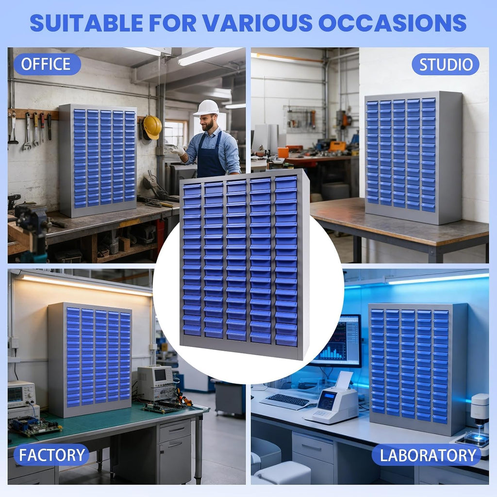 ABS-75 Drawer Parts Cabinet, Bolt, Nut and Tool Parts Cabinets, Alloy Steel Parts Cabinet with Labels and Shelves, Suitable for Garages, Basements, and Small Tool Storage