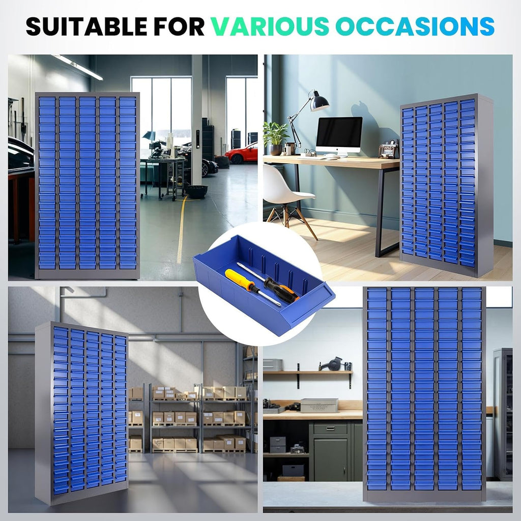 Parts Cabinet-100 Drawers ABS Material & Alloy Steel Nuts and Bolts Organizers and Storage, Shelves with Label Stickers Parts Organizer for Small Items Hardware Organization Tool Storage Cabinet