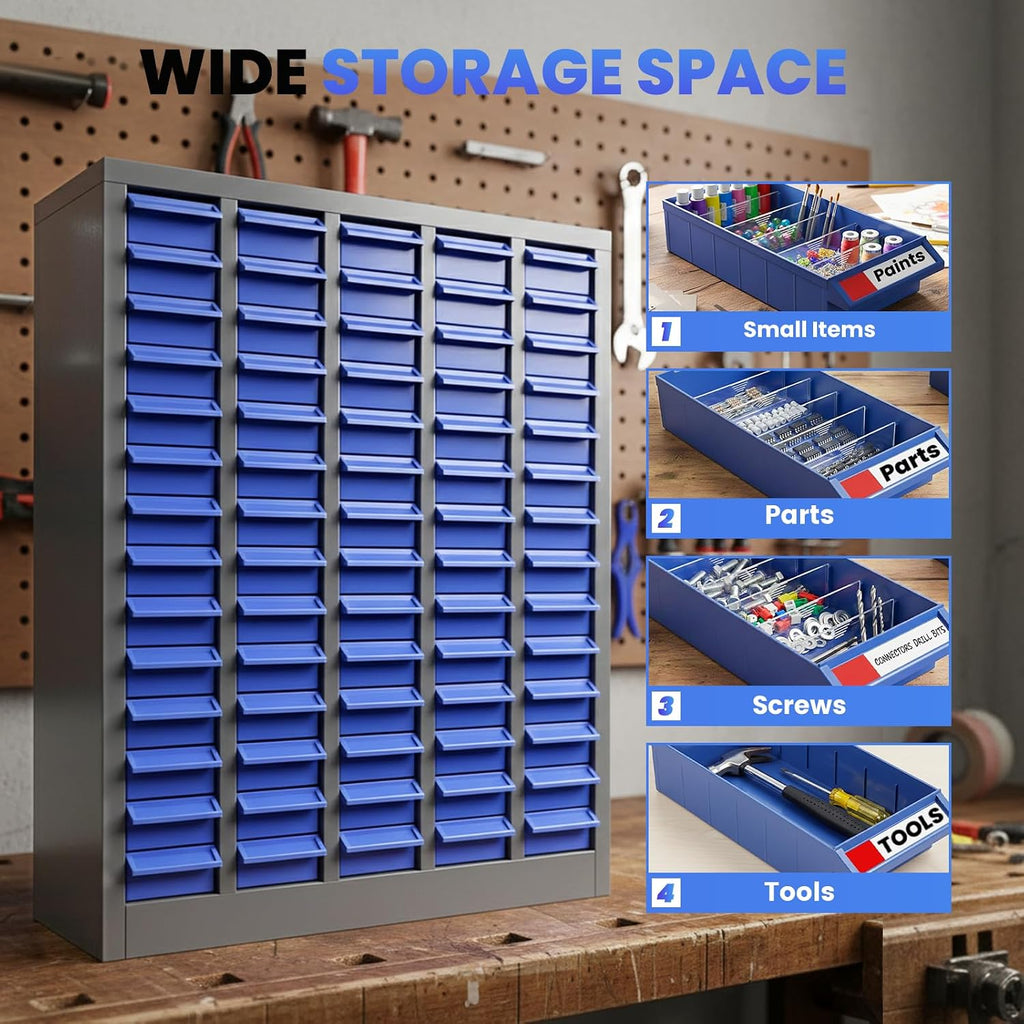 75-Drawer Small Parts Organizer, Nut and Bolt Organizer, Bolt Bin with 75 Drawers, Metal Storage Cabinet Tool Cabinet with Drawer for Garage, Workshop & Home
