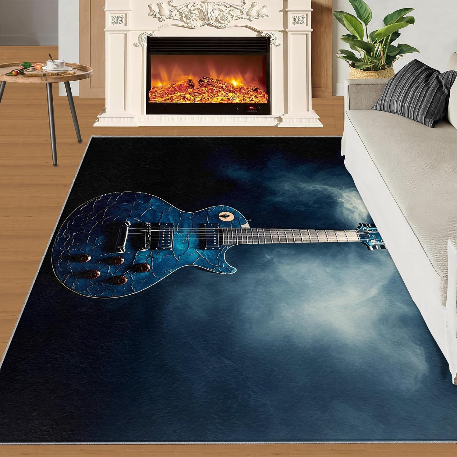 Guitar Area Rug 6x8-6x8 Rug, Music Rugs for Living Room, Pop Art Carpet, Rock and Roll Washable Area Rugs for Bedroom, Boys Room Carpet, Music Home Decor