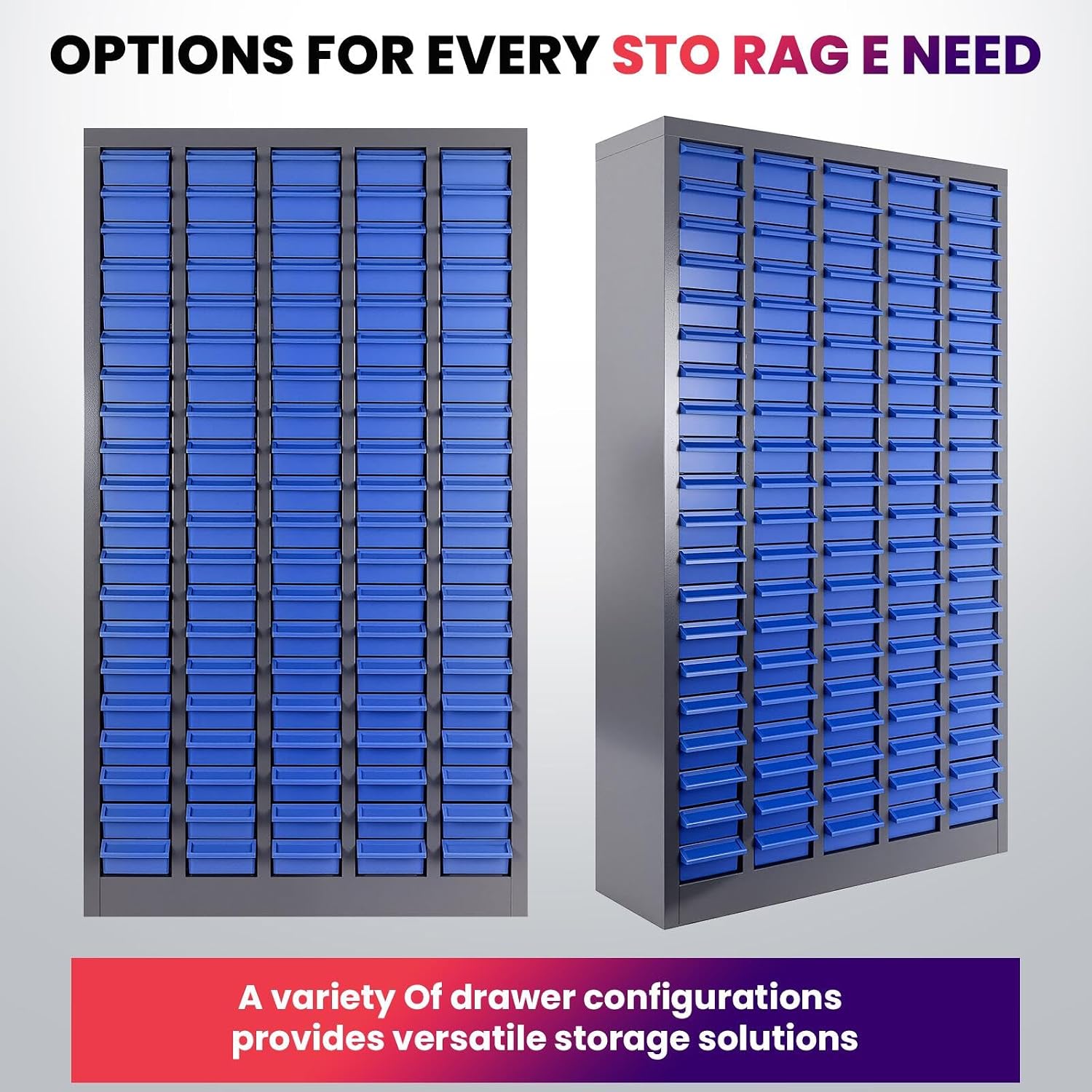 Alloy Steel Nuts and Bolts Organizers and Storage , 8.66'D x 25.8'W x 35.4'H, ABS Material Drawer Parts Cabinet with Labels and Dividers, Small Parts Organizer for Workshop, Office，Home (100 Drawers)