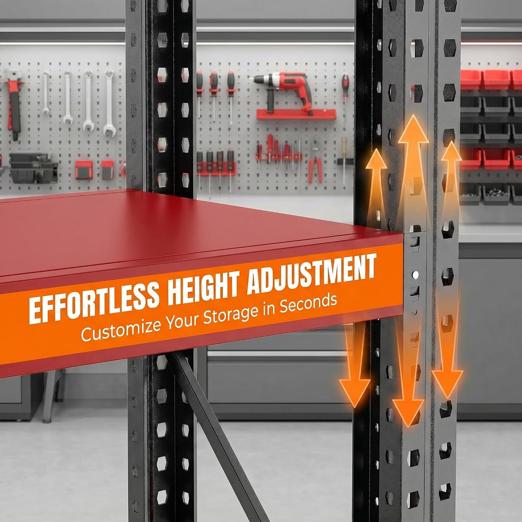 67' W Garage Shelving Heavy Duty, 6000LBS Metal Storage Shelves with Anti-Fall Rails, 3-Tier Adjustable Storage Rack, Industrial Garage Storage Shelf for Warehouse, Basement, Workshop