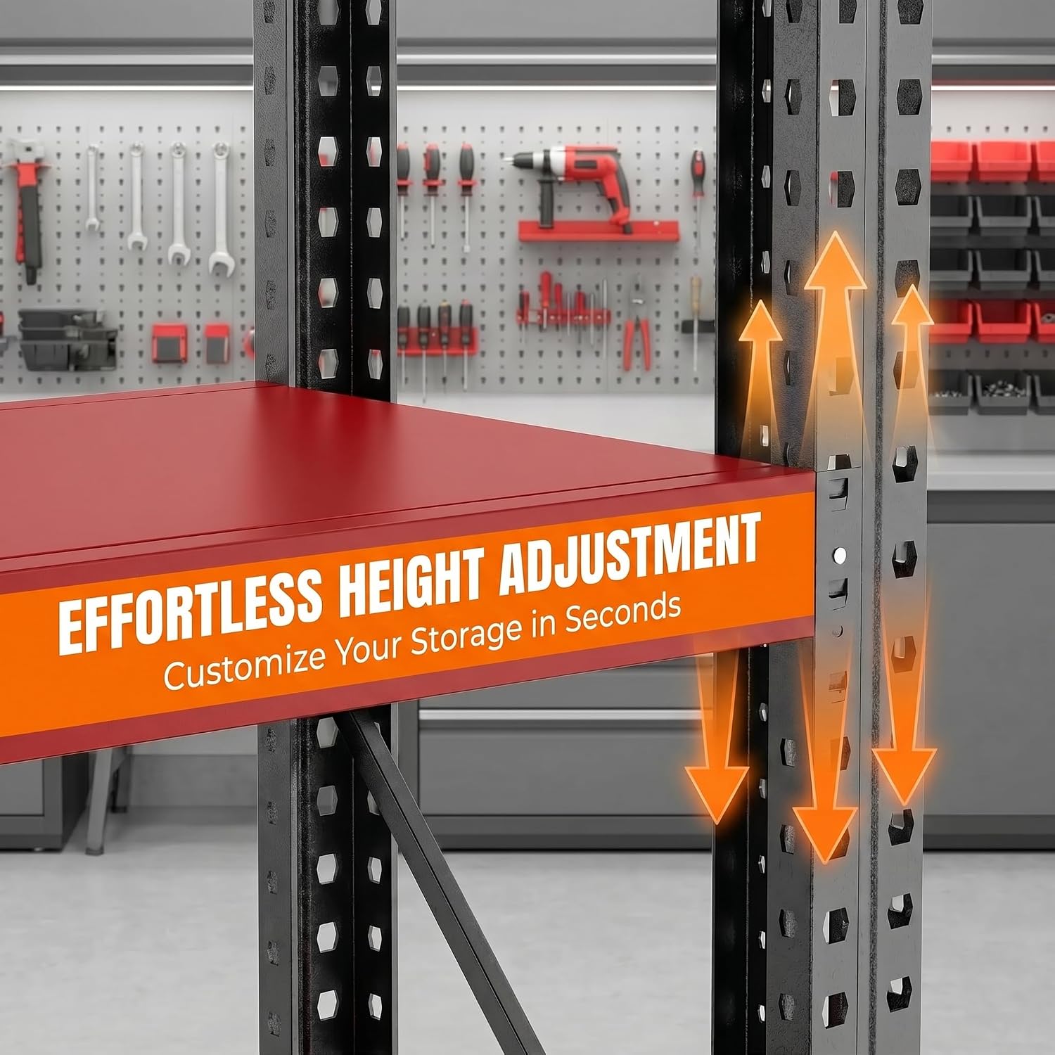 67' W Garage Shelving Heavy Duty, 6000LBS Metal Storage Shelves with Anti-Fall Rails, 3-Tier Adjustable Storage Rack, Industrial Garage Storage Shelf for Warehouse, Basement, Workshop