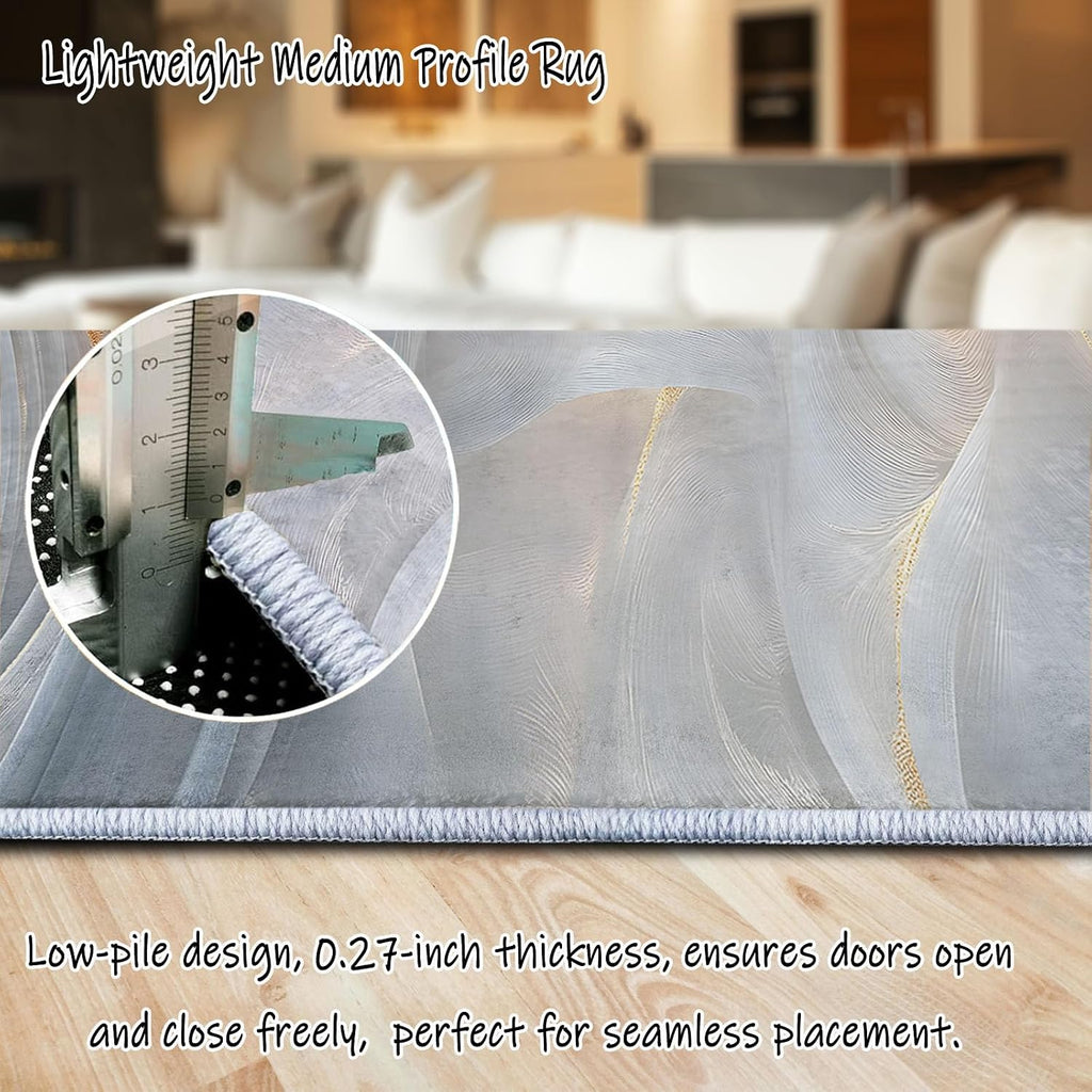 Swirling Marble Texture Washable Modern Area Rug - 6 x 8 ft Rugs for Living Room, Bedroom, Machine Washable Rug Soft Non Slip Non Shedding Area Rug - Multicolor, 6 x 8 ft