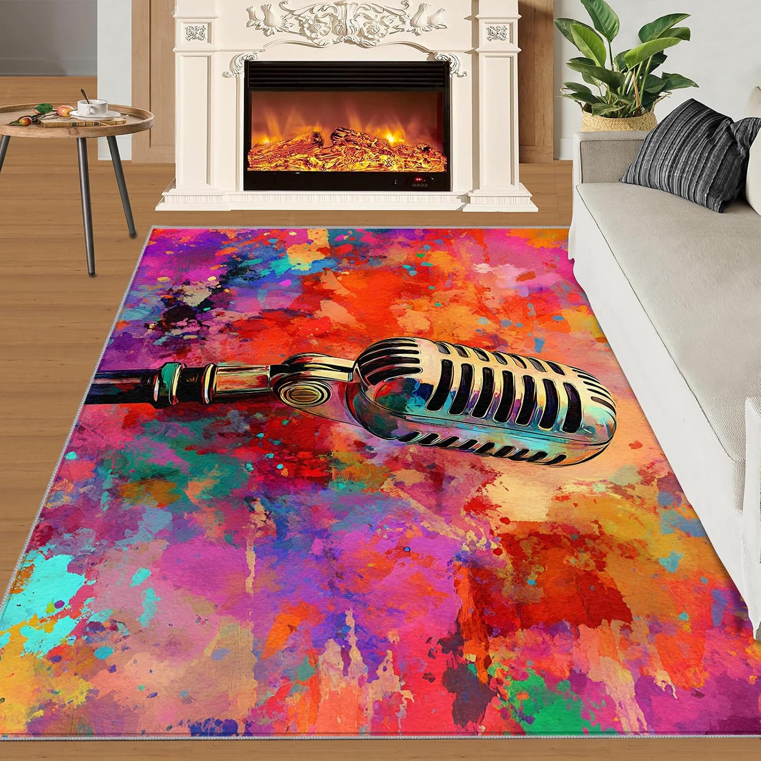 Guitar Rug & Home Decor - Graffiti Rugs for Bedroom, Boys Cool Washable Rugs for Living Room, Rock and Roll Carpet, Non Slip Indoor Guitar Area Rug & Boys Room Decor 5x8 ft