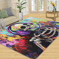 Skeleton Rugs for Bedroom - 6x8 Rug, Graffiti Area Rugs for Living Room, Gothic Skull Carpet, Halloween Carpet, Washable Mat, Skull Home Decor & Gifts