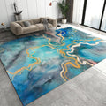 6x8 Rug Blue Gold Gray Marble Easy Clean Rug, Watercolor Ink Texture Soft Non-Skid Carpet Throw Rugs for Kids Teen Girls Boys Bedroom, Living Room Bathroom Classroom Office