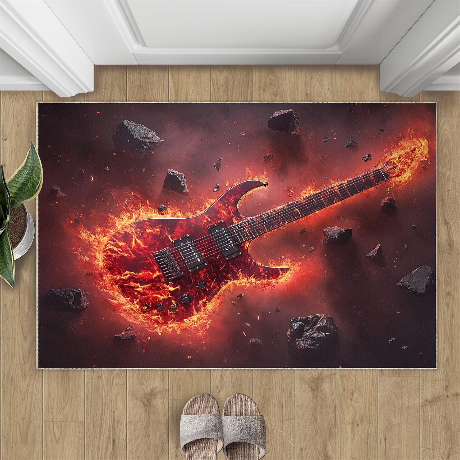 Guitar Rugs for Bedroom - 6x9 Area Rug - Guitar Rugs for Living Room, Cool Musical Instrument Rug, Washable Home Decor Carpet