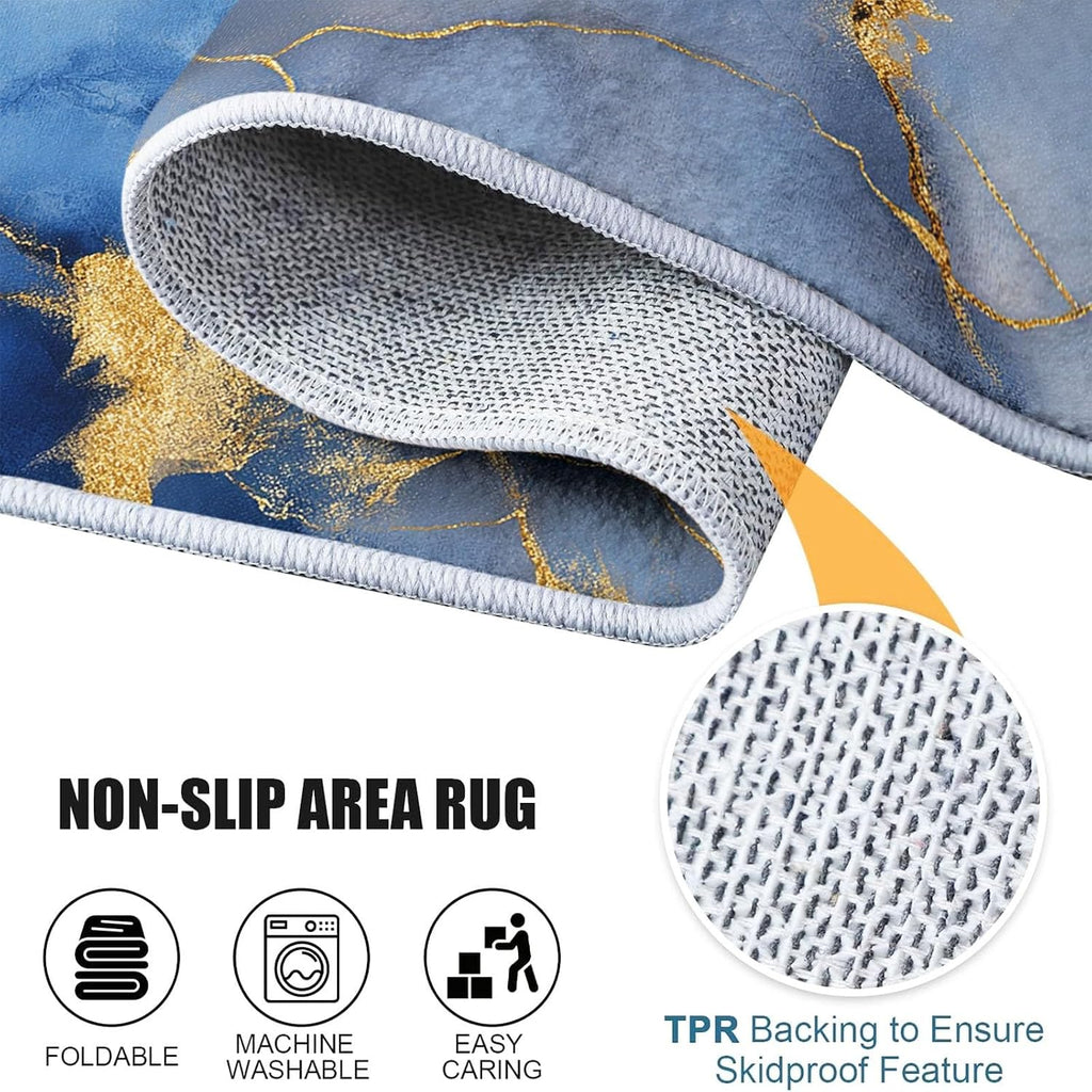 Abstract Art Washable Living Room Rugs, 5' x 7' Area Rugs for Bedroom ‎‎‎‎Nursery Soft Non-Slip Stain Resistant Luxury Marble Stripes Print Throw Carpet for Kids Playroom Office