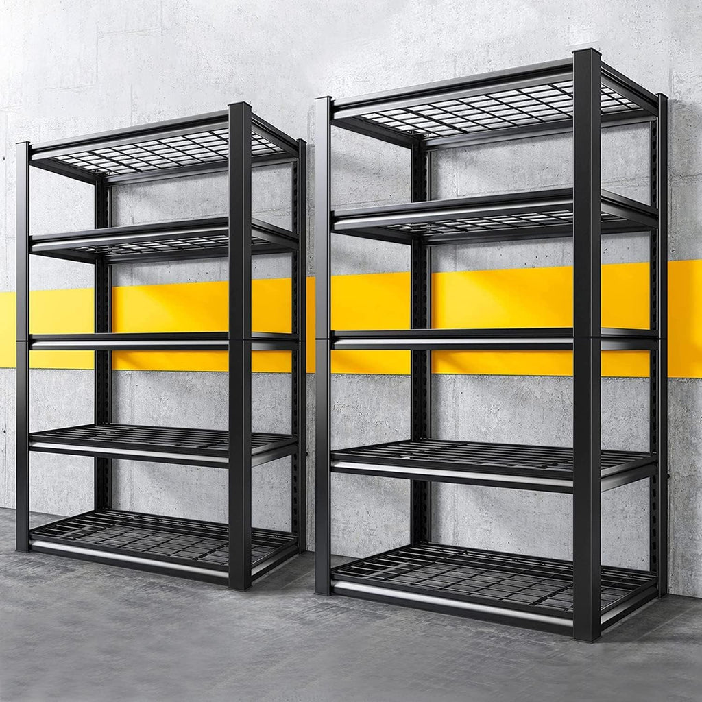 REIBII Garage Shelving 3200LBS, 5-Tier Storage Shelves, Adjustable Industrial Metal Shelving Unit for Garage, Basement, Pantry, Warehouse,Commercial, 36' W x 16' D x 72' H, 2 Pack