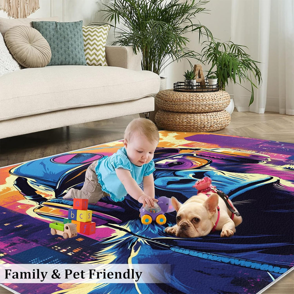 6x8 Chimp Area Rug - Chimpanzee Large Rugs for Living Room, Multicolor Hip Hop Gorilla Carpet Area Rug for Girls Bedroom Kids Room Basement Office Classroom
