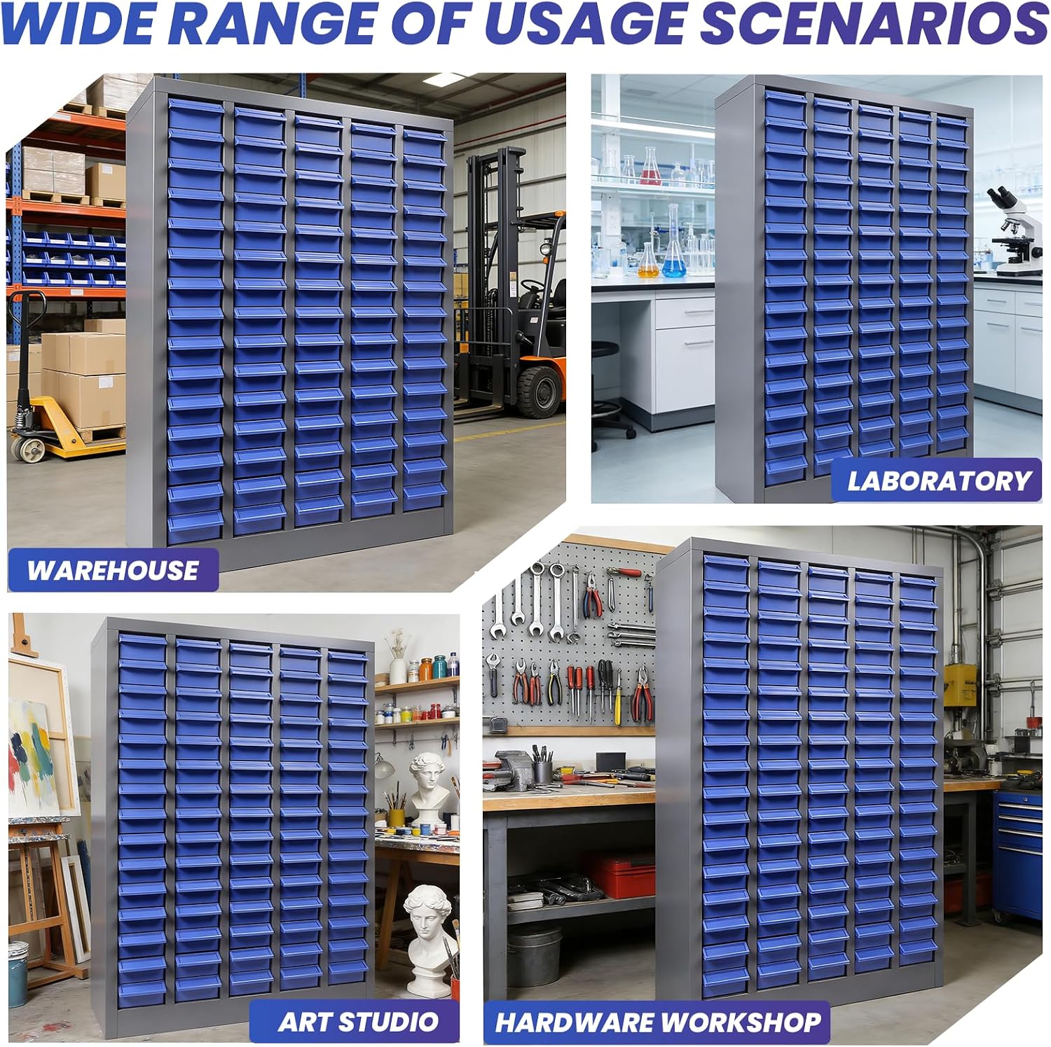 75-Drawer Tool Cabinet & Metal Storage Cabinet - Versatile Parts Organizer Cabinet with Anti-Drop Design, Nut and Bolt Storage Organizer & Bolt Bin with ABS Drawers, for Garage, Workshop & Home